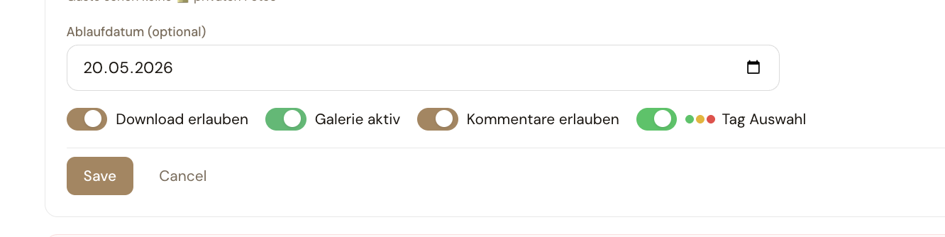 Fotonizer gallery settings toggles
